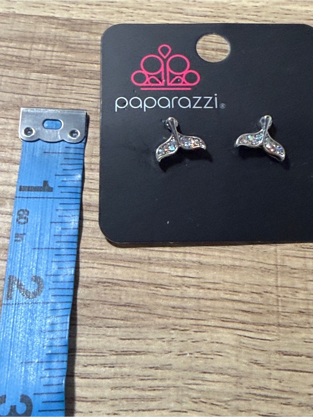 Paparazzi Silver Iridescent Mermaid Tail Stud Earrings - Picture 3 of 3